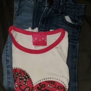 BUNDLE Hello Kitty long sleeve & GAP jeans